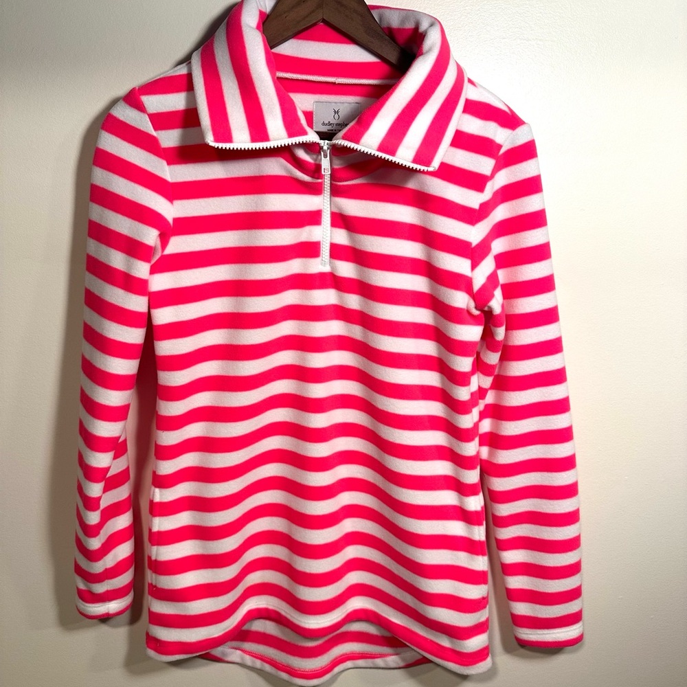 Dudley Stephens Neon Pink & White Striped Prospect Pullover